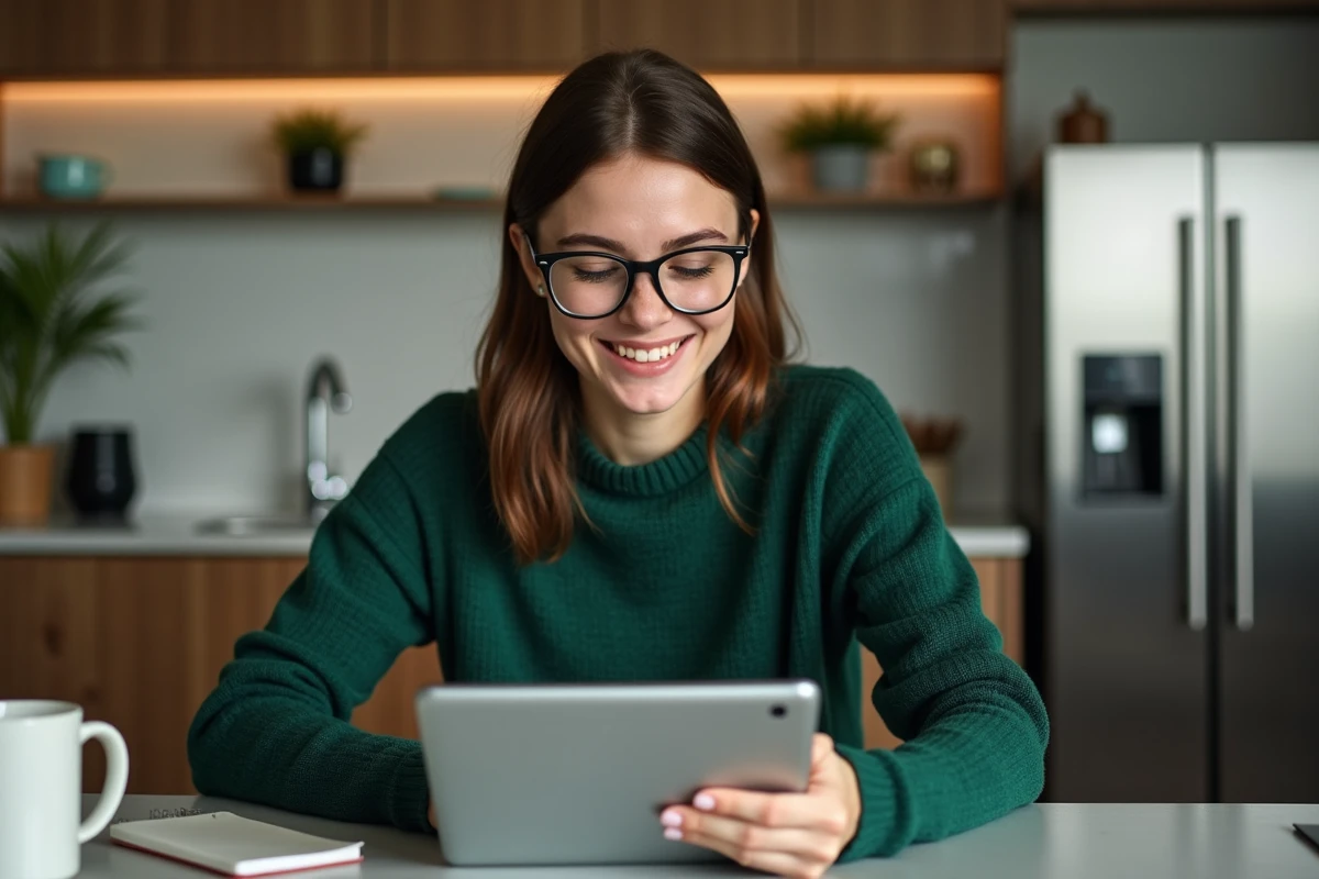 Jeune femme montrant la configuration d