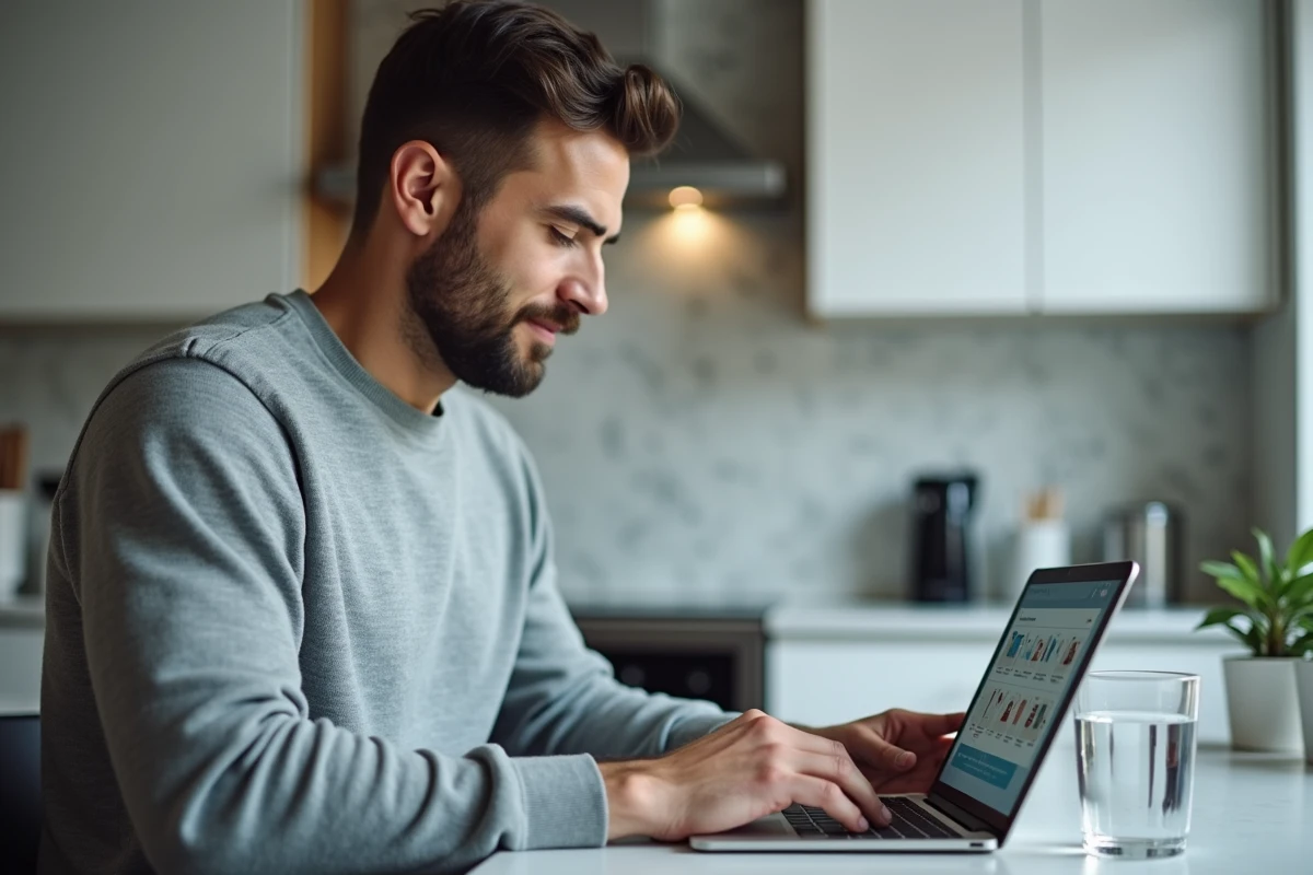 Homme consultant une application de coffre-fort numérique sur tablette pour retrouver facilement ses documents importants