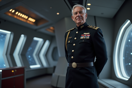 Officier imperial dans un vaisseau spatial futuriste