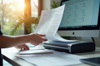 Personne scannant des documents avec un scanner à plat